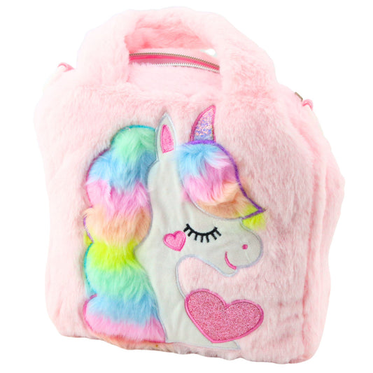 Plush Children's Bag with Unicorn, Adjustable Strap, Pink, 24x9 cm - Carlat