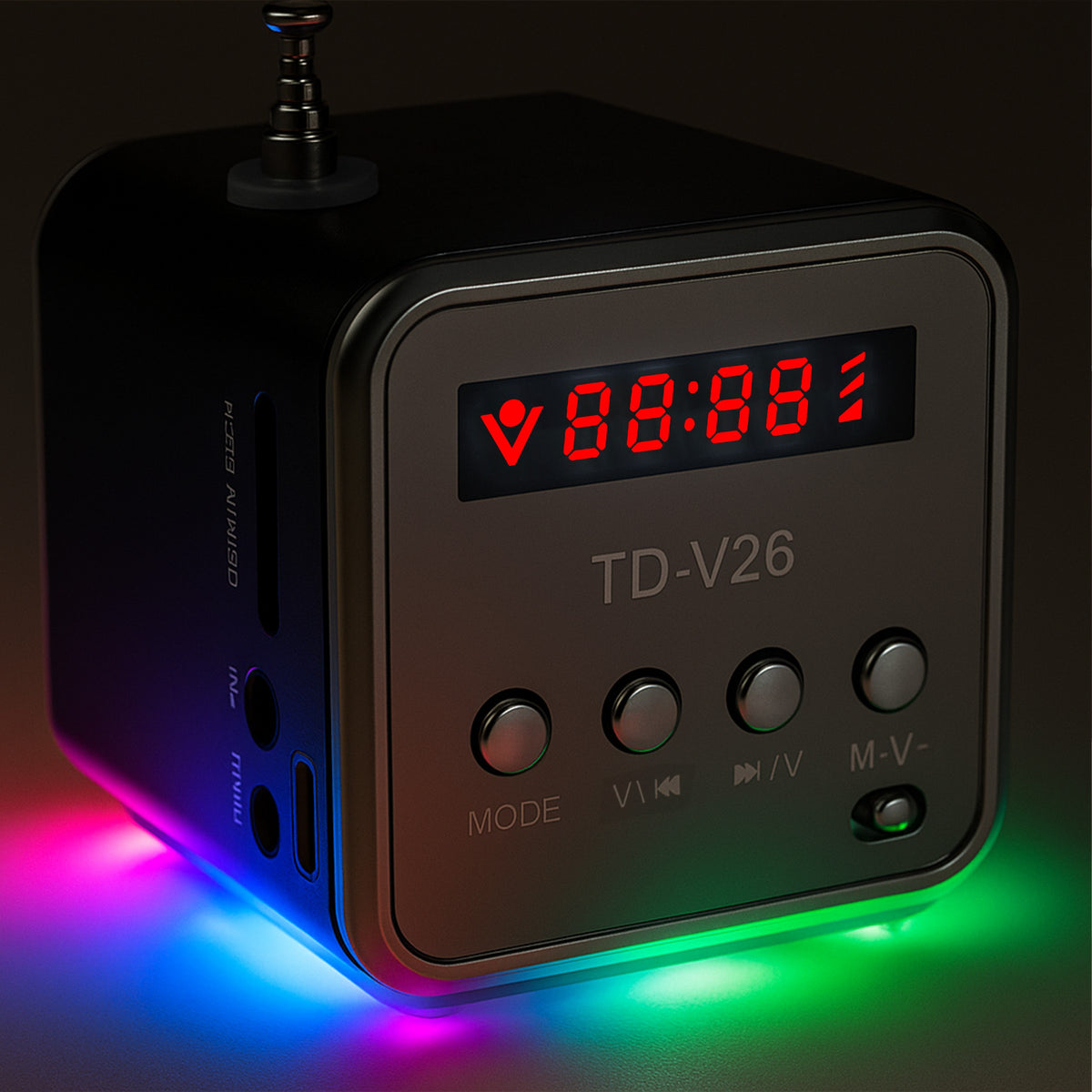 RTO Portable Wireless Speaker, Mini FM Radio with LED - E249 – image 4