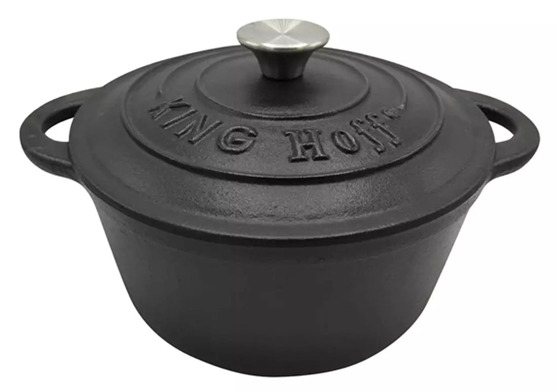 KINGHoff Pot with lid, cast iron, 24 cm diameter, 4 L, black, Kinghoff