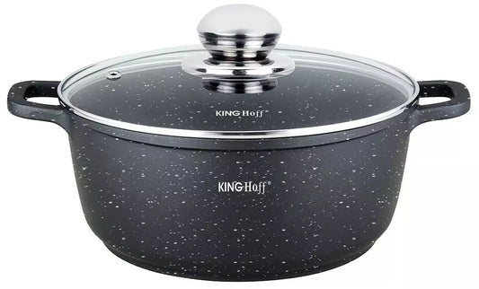 Pots – Marble-patterned pot, 16 cm diameter, 1.3 L, black, Kinghoff - Carlat