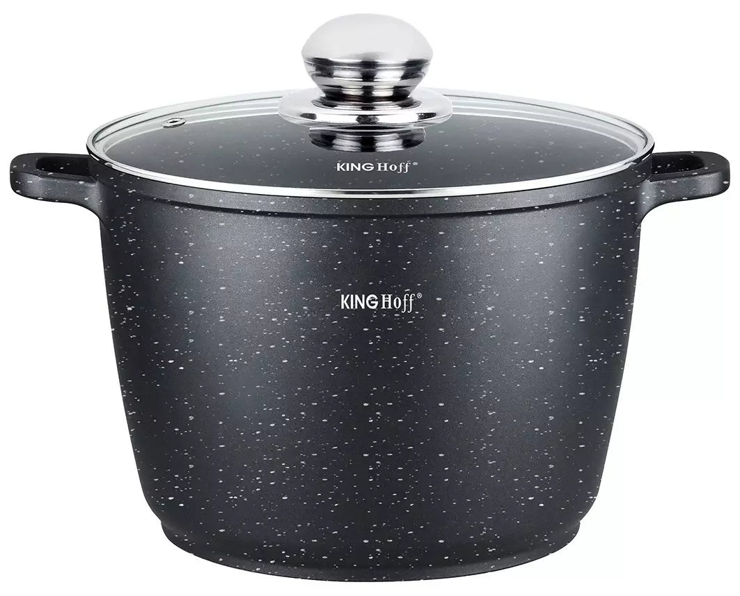 Pots – Marble-patterned pot, 28 cm diameter, 10 L, black, Kinghoff - Carlat
