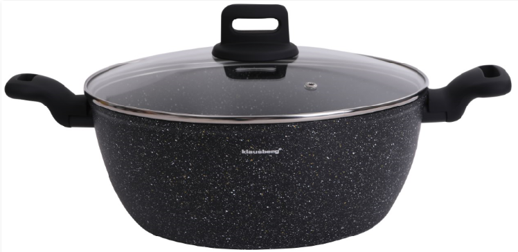 Klausberg Pots – Pot, black-marble pattern, 28 cm diameter, 5.71 L, Klausberg
