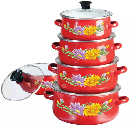 Pots and – Enameled cookware set, 10 pieces, assorted colors, Klausberg - Carlat