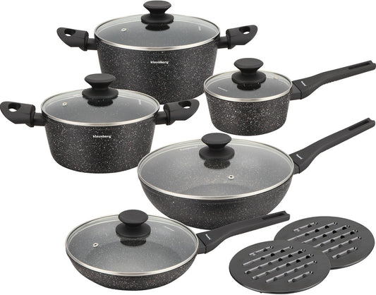 Pots and – Marbled nonstick cookware set, 12-piece set by Klausberg - Carlat