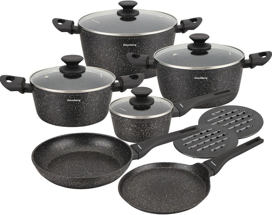 Pots and – Marbled nonstick cookware set, 12-piece set by Klausberg - Carlat