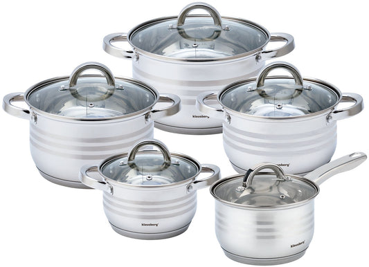 Pots and – Set of pots, diameters 16/18/20/24/16 cm, Klausberg steel - Carlat