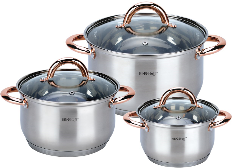 Pots and cookware sets – Kinghoff 6-Piece Rose Gold Cookware Set - Carlat