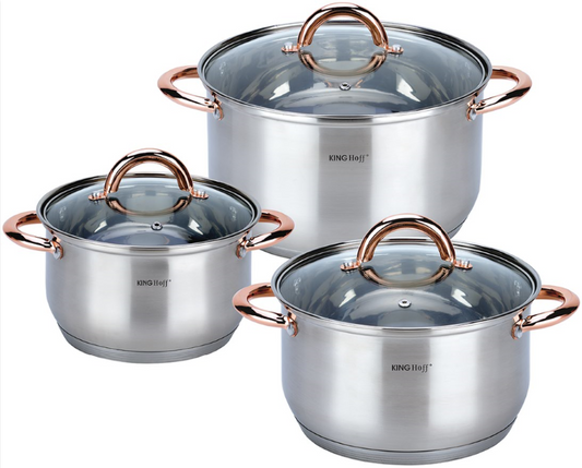 Pots and cookware sets – Kinghoff 6-Piece Rose Gold Cookware Set - Carlat