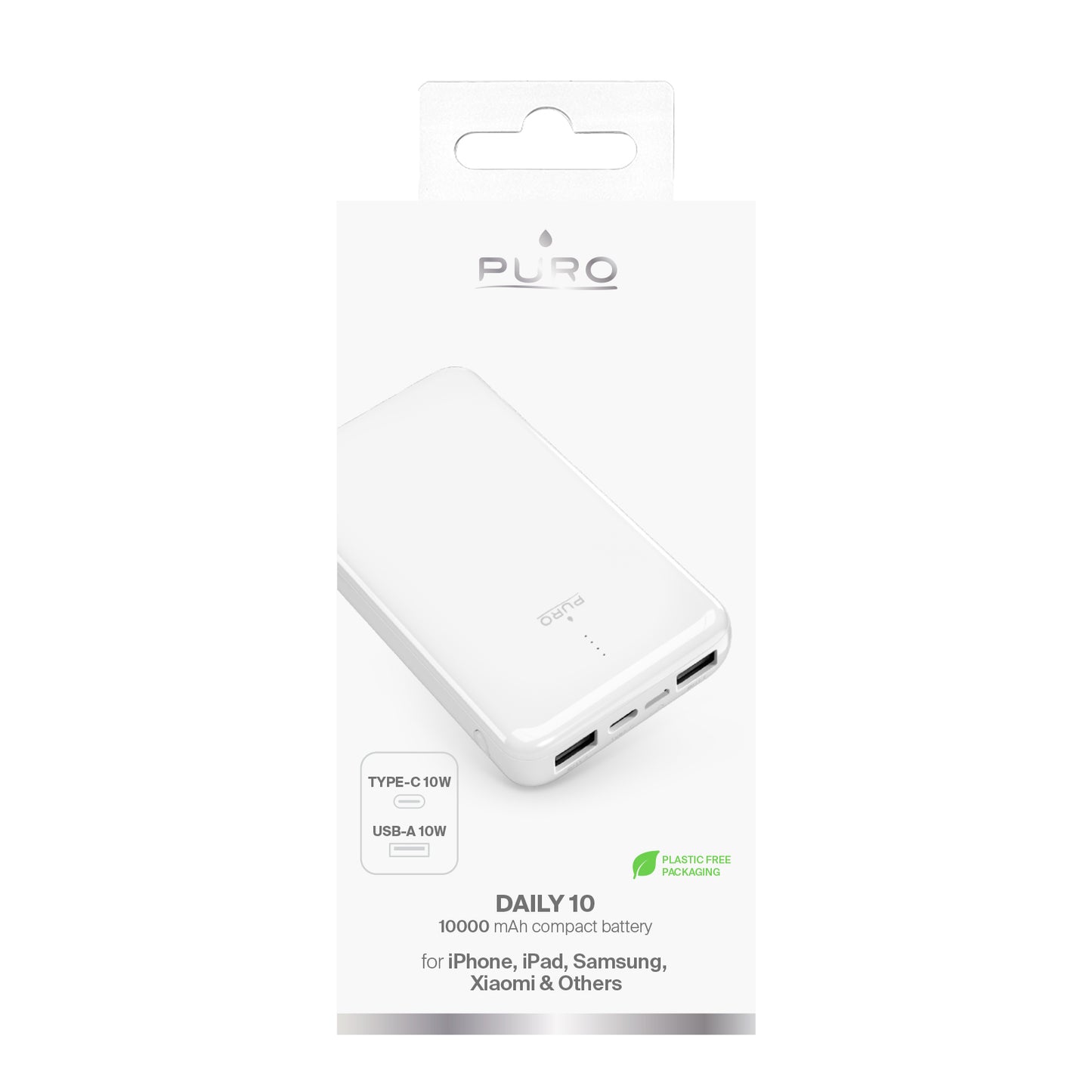 Power Banks – Powerbank 10000mAh USB-A USB-C 12W - white - Carlat