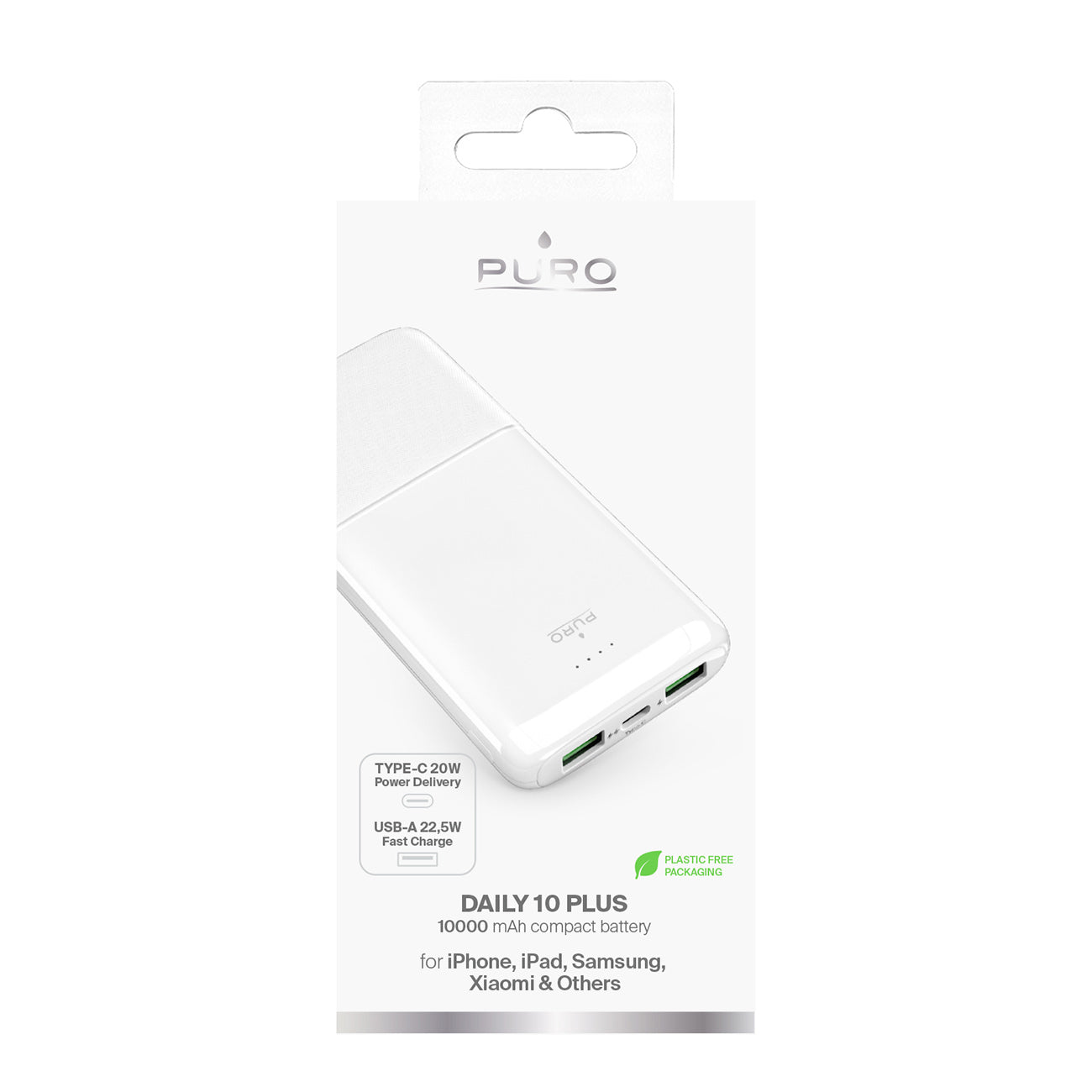 Power Banks – Powerbank 10000mAh USBA USB-C 22.5W - white - Carlat