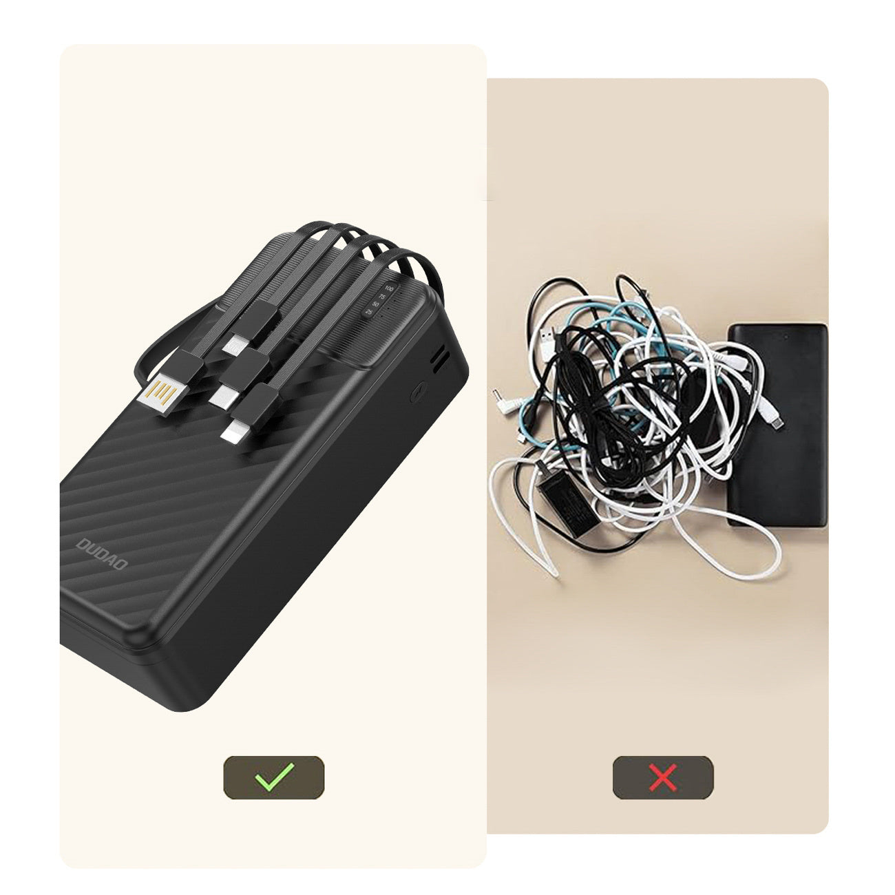 Power Banks – Powerbank K11 Max 30000mAh with built-in cables - Carlat