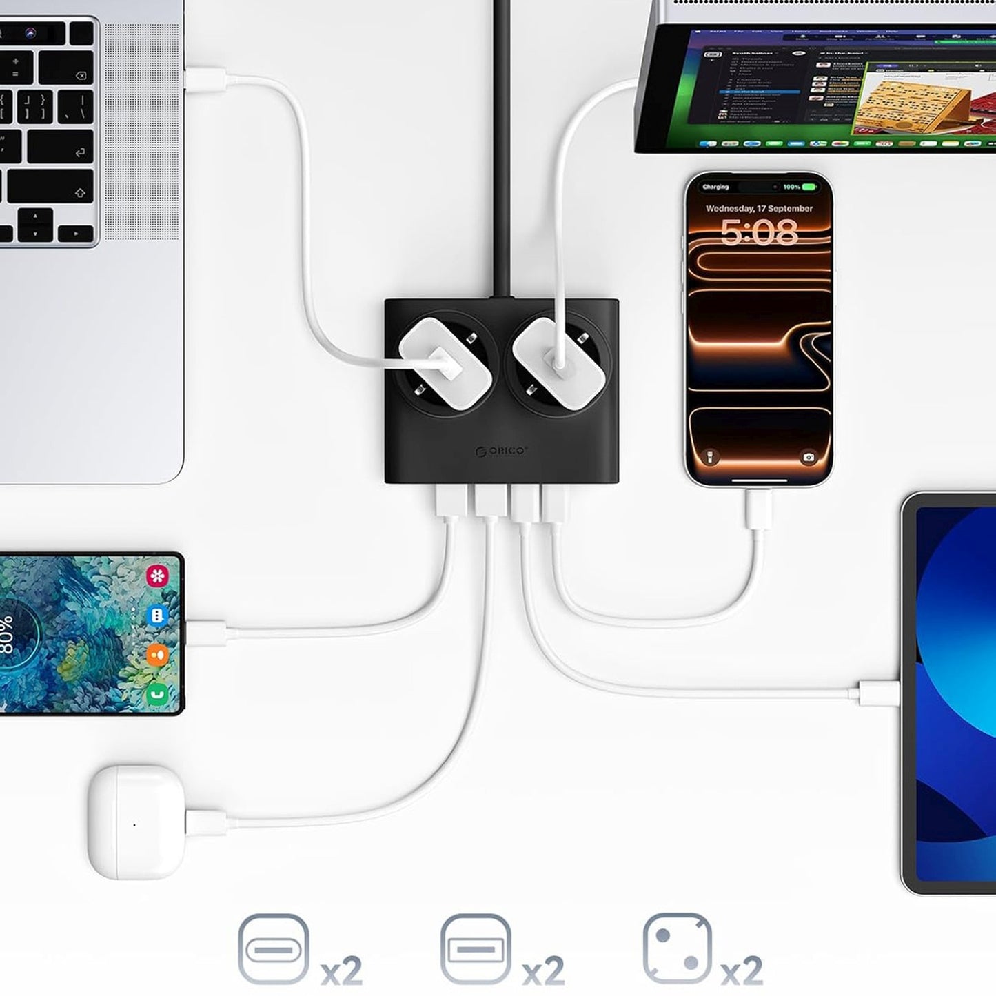 Power Supply Enclosures – Power strip 6in1 AC USB-A USB-C - Carlat