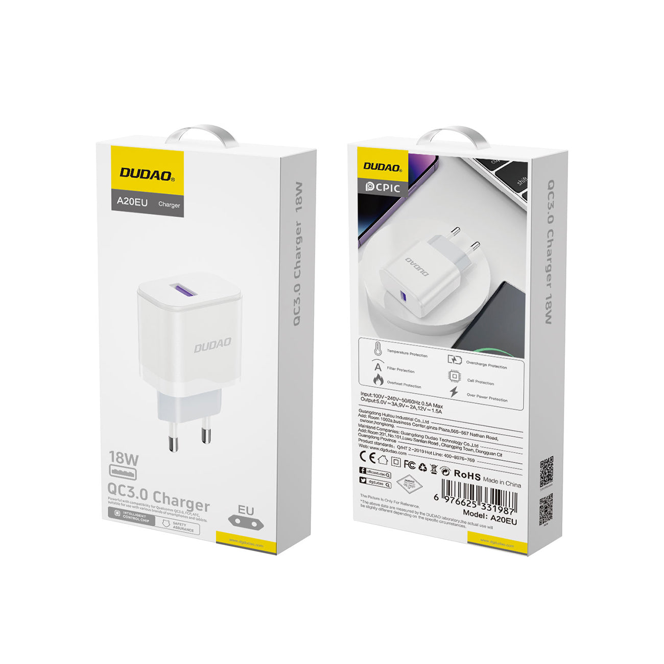 Power Supply Enclosures – USB-A 18W phone charger - white - Carlat