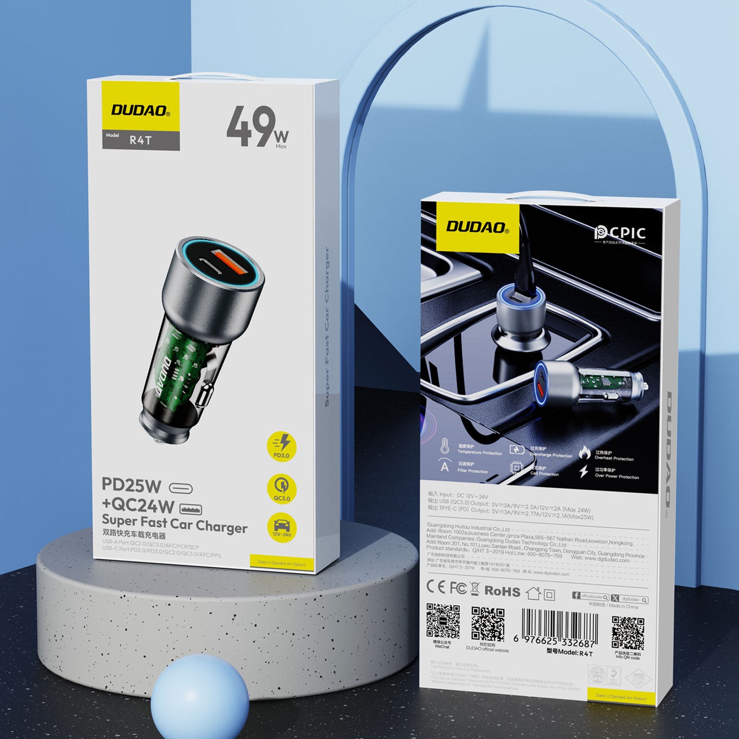 R4T 30W USB-A USB-C car charger - gray - Carlat