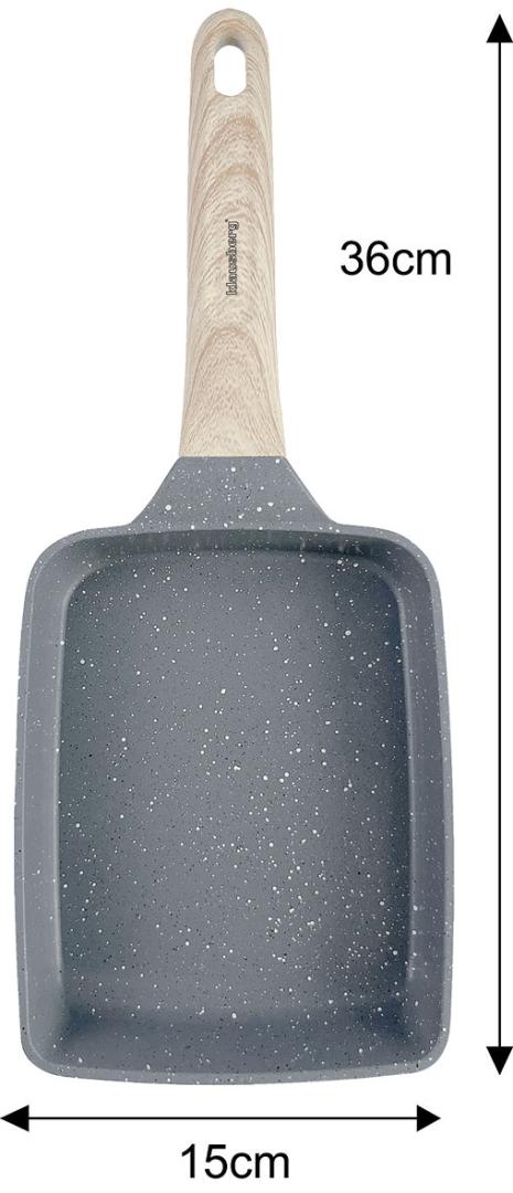 Klausberg Rectangular frying pan with nonstick coating, gray with a wood-look handle, 36x15x4 cm, Klausberg, KB-7814