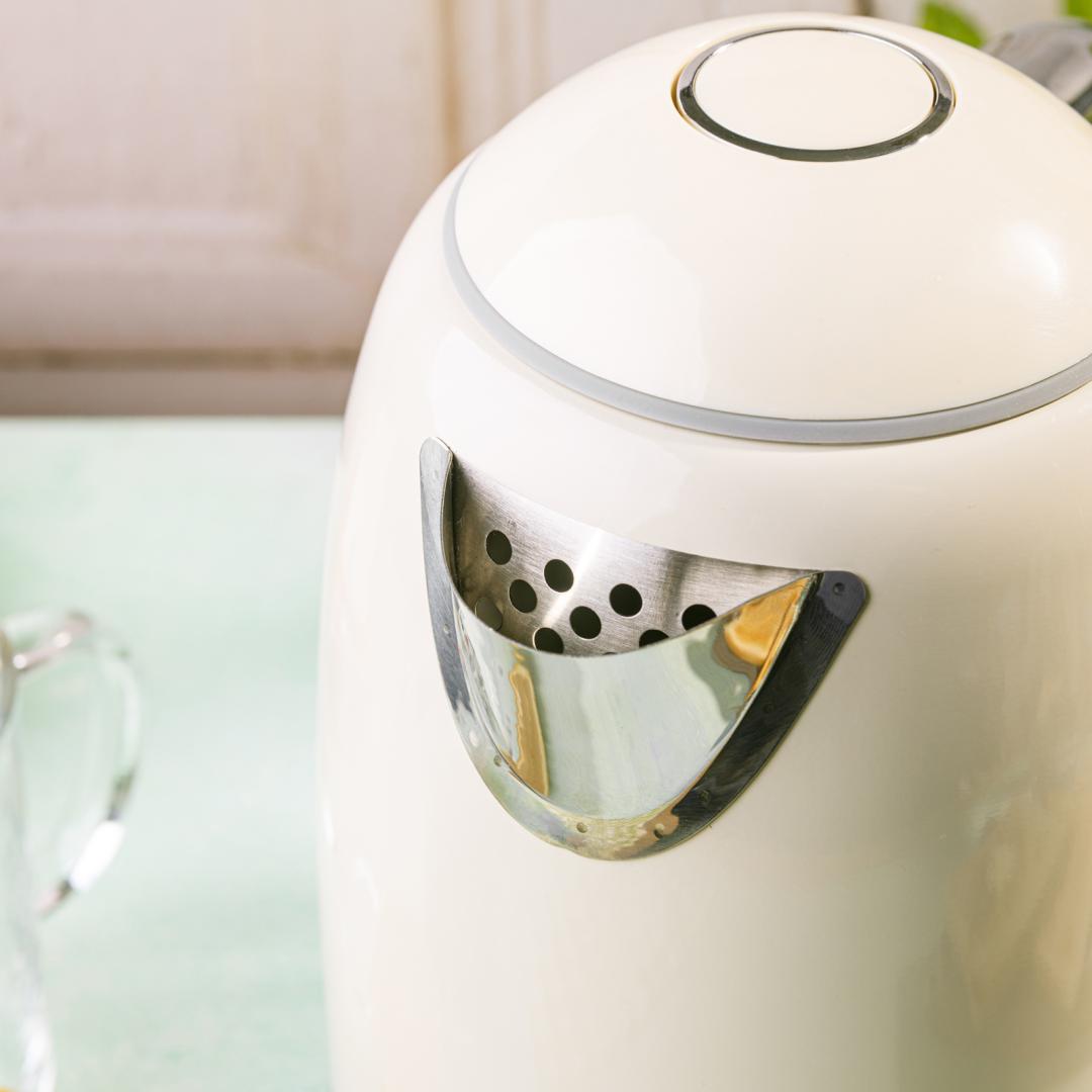 Retro Electric Kettle with Thermometer, LED Display, Beige, 1.7 L - Carlat