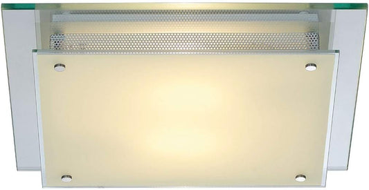 SLV GLASSA Square E27 Ceiling Light, Angular, 2xE27, max. 2x60W, Steel Silvergrey - Carlat