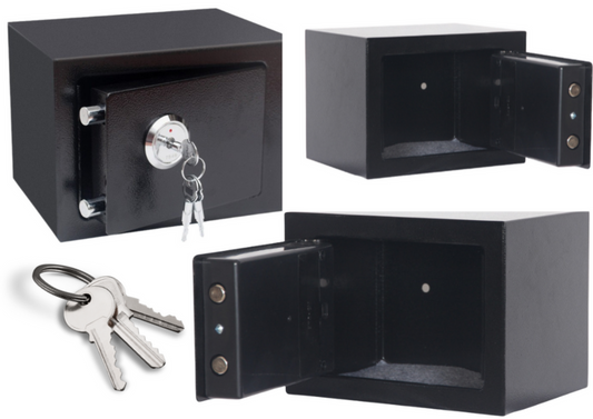 Safes and lockers – Black Steel Key-Locked Home Safe, 35x25x25 cm - Carlat