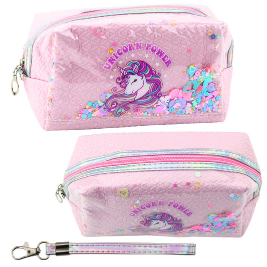 School Pencil Case with a Unicorn Confetti Pink Strap, 20 cm - Carlat