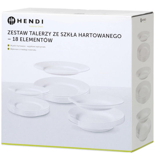 Serving Bowls – Set of tempered glass plates 18 pcs. - Carlat