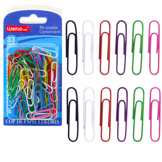 Set of Colorful Office Paper Clips, 33 mm, 90 pcs. - Carlat