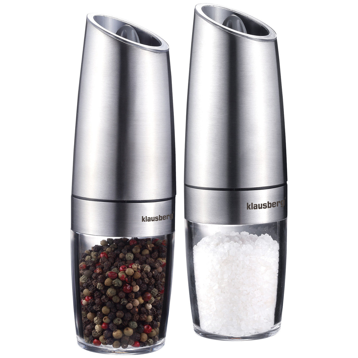 Set of two gravity-fed salt and pepper mills, Klausberg steel - Carlat