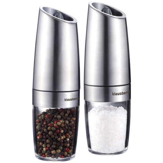 Set of two gravity-fed salt and pepper mills, Klausberg steel - Carlat