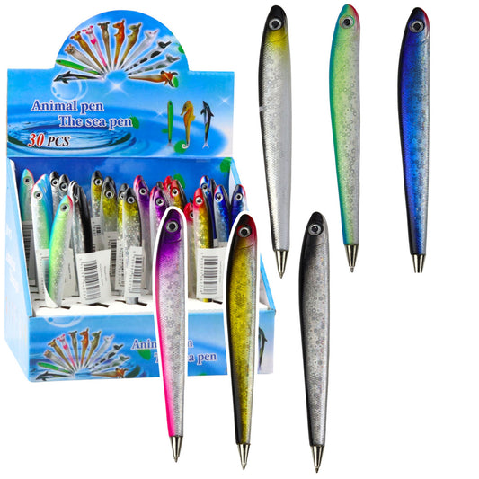 Shimmering Blue Fish Ballpoint Pen with Colored Ink, 12.5 cm - Carlat