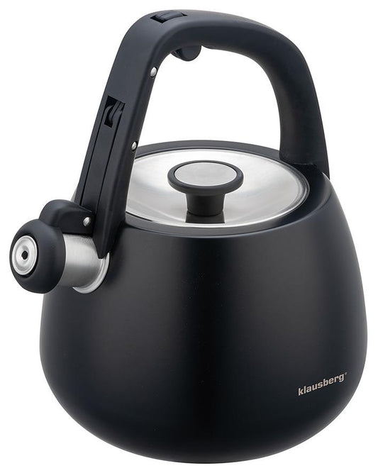 Klausberg Stainless steel kettle with whistle, black, 2.5-liter capacity, Klausberg, KB-7774