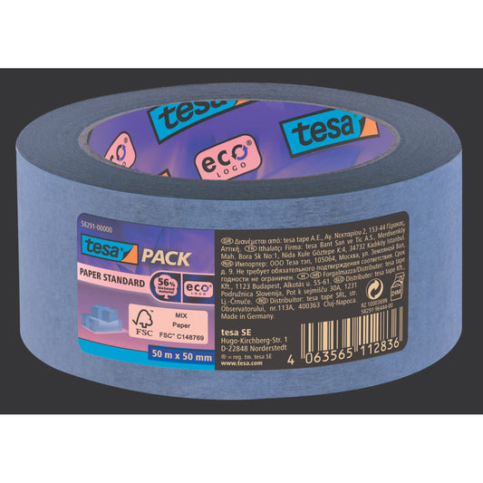 Standard Eco Logo Paper Packaging Tape, 50 m x 50 mm, Brown - Carlat