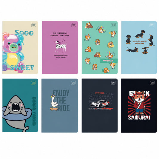 Stationery – A5 Notebook, 3-line, 16 pages, Assorted Designs, INTERDRUK - Carlat