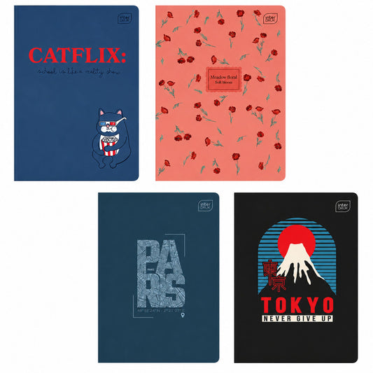Stationery – A5 Notebook, Plain, 60 Pages, Assorted Designs, INTERDRUK - Carlat