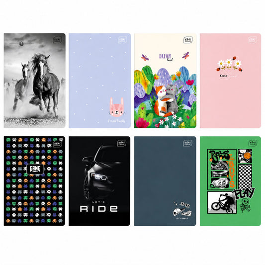 Stationery – A5 Notebook, Thick Lines, 32 Pages, Assorted Designs, INTERDRUK - Carlat