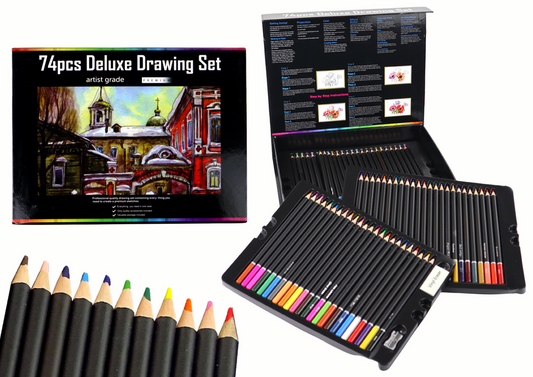 Stationery – Drawing Set: Crayons in a Box, 74-piece, XXL - Carlat