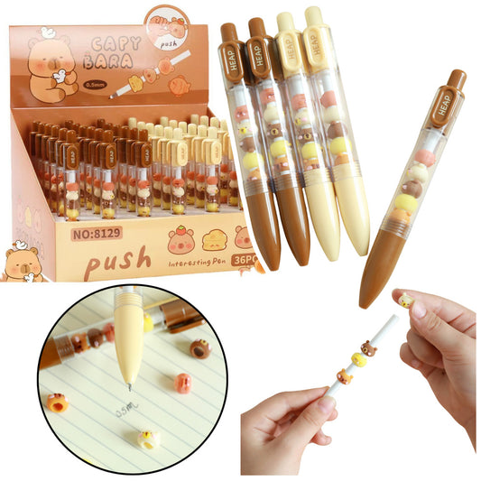 Stationery – Pen with Capybara Figurines—Brown, Beige, Black Refill - Carlat
