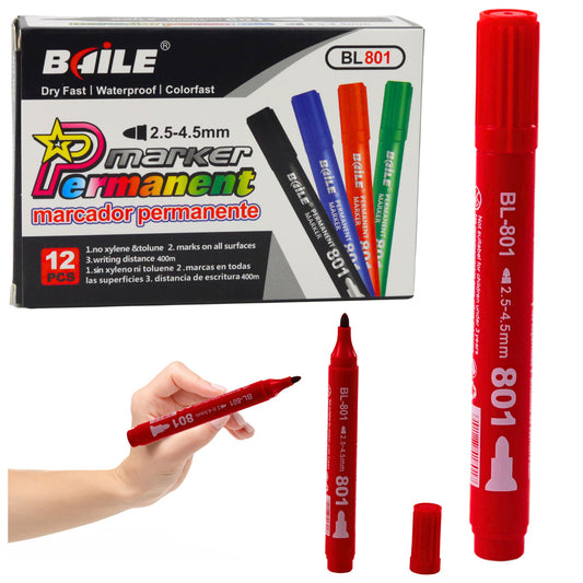 Stationery – Red Waterproof Permanent Marker, 2.5–4.5 mm - Carlat