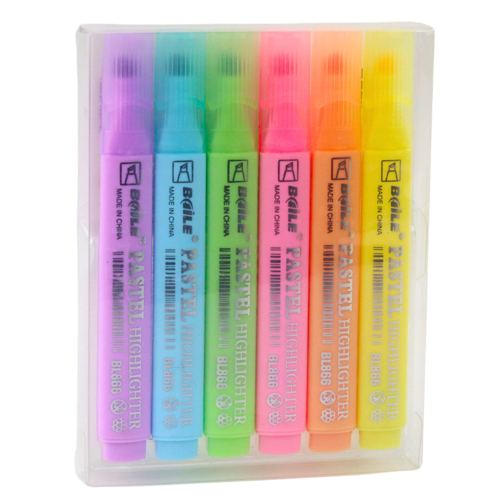 Stationery – Set of 6 Colorful School and Office Highlighters - Carlat