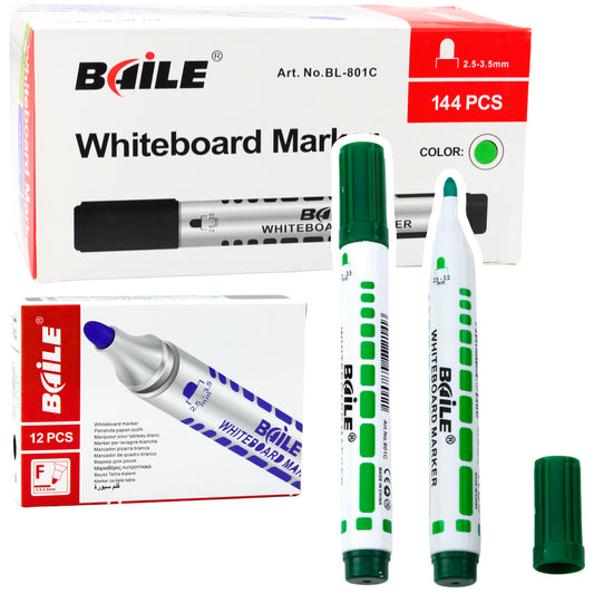 Stationery – Set of Green Whiteboard Markers, 12-Pack - Carlat
