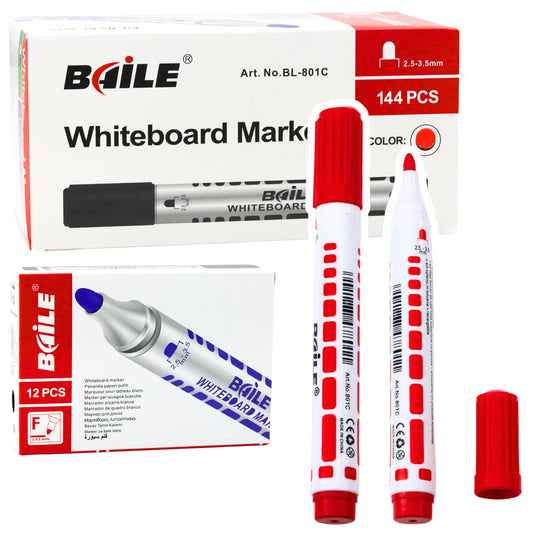 Stationery – Set of Red Dry-Erase Markers, 12-Pack - Carlat
