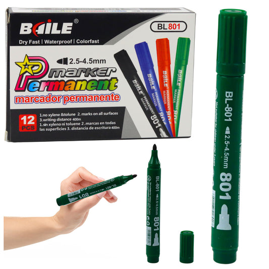 Stationery – Waterproof Permanent Marker, Green, 2.5–4.5 mm - Carlat
