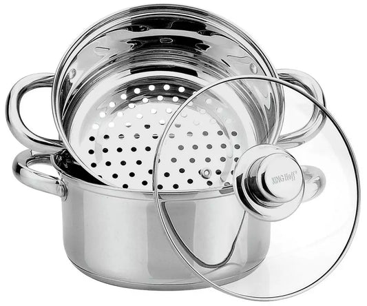 Steamer Pot, Stainless Steel, 3-Piece Set, 18 cm Diameter, 2.5 L, Kinghoff - Carlat