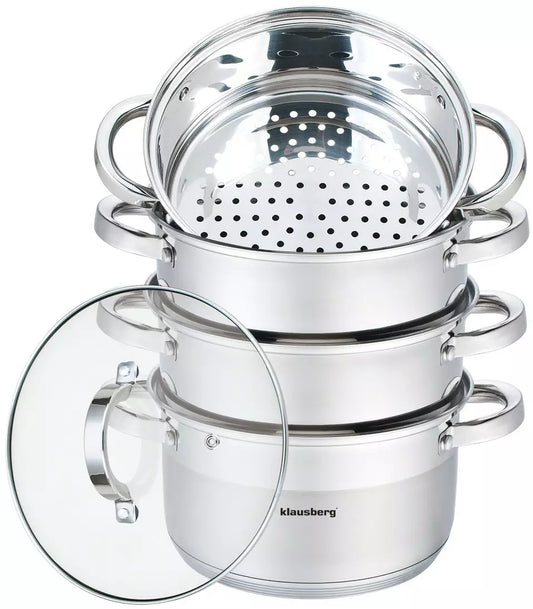 Steaming – Steel Steamer Pot, 5-Piece Set, 20 cm Diameter, Klausberg - Carlat
