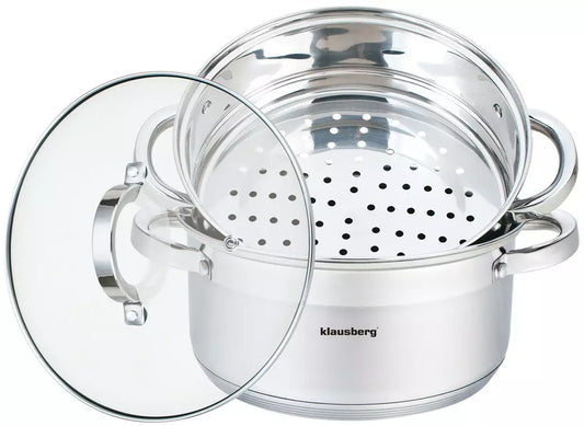 Steaming – Steel steamer pot, 3-piece set, 22 cm diameter, Klausberg - Carlat