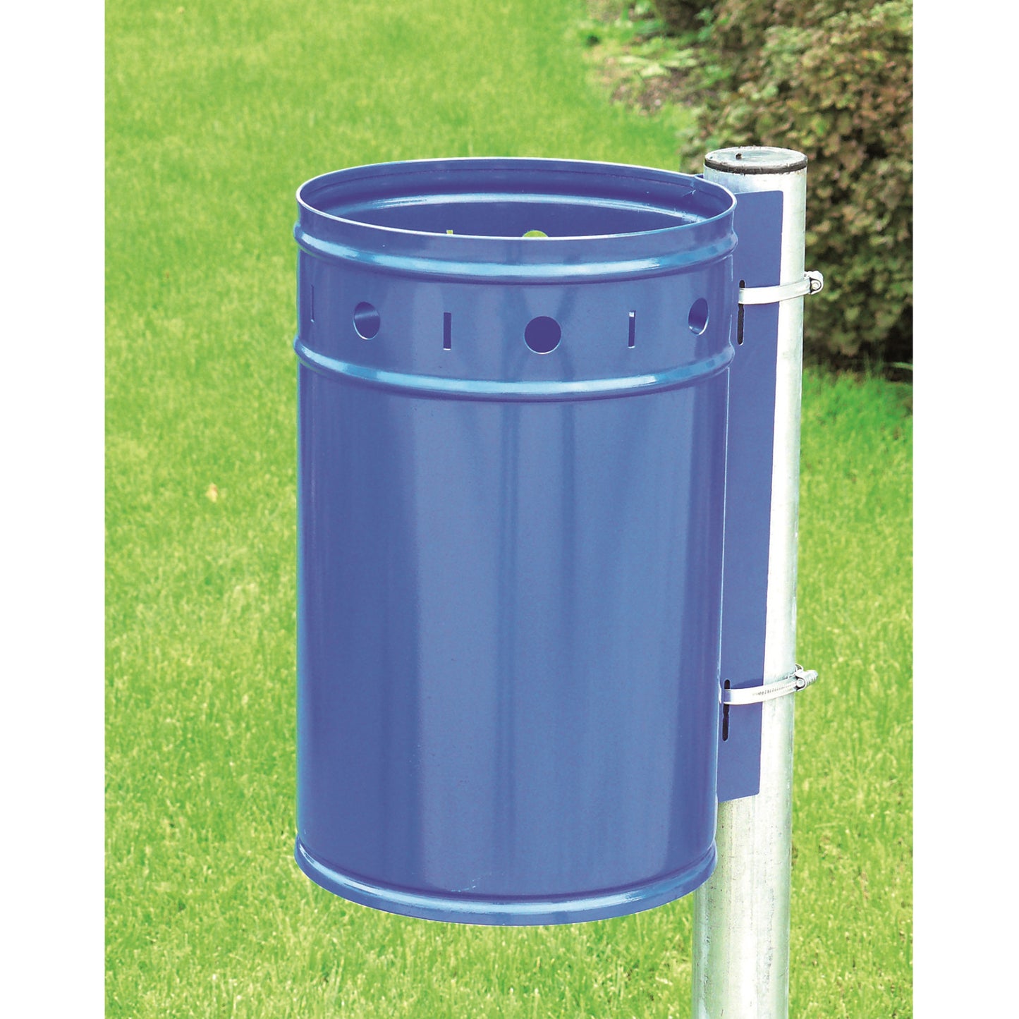 Steel waste basket fixed to 20L bar blue - Carlat