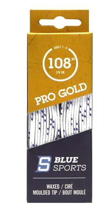 BlueSports ProGold waxed shoelaces white-blue /120" - 304cm