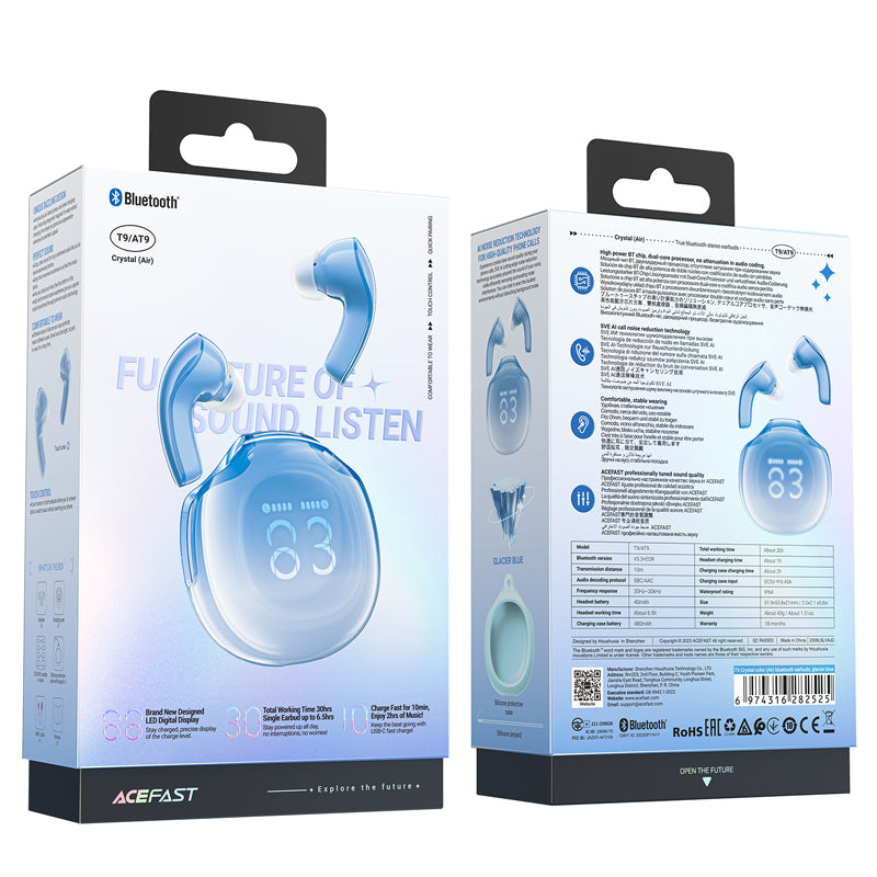 T9 Bluetooth 5.3 in-ear USB-C wireless headphones, blue - Carlat