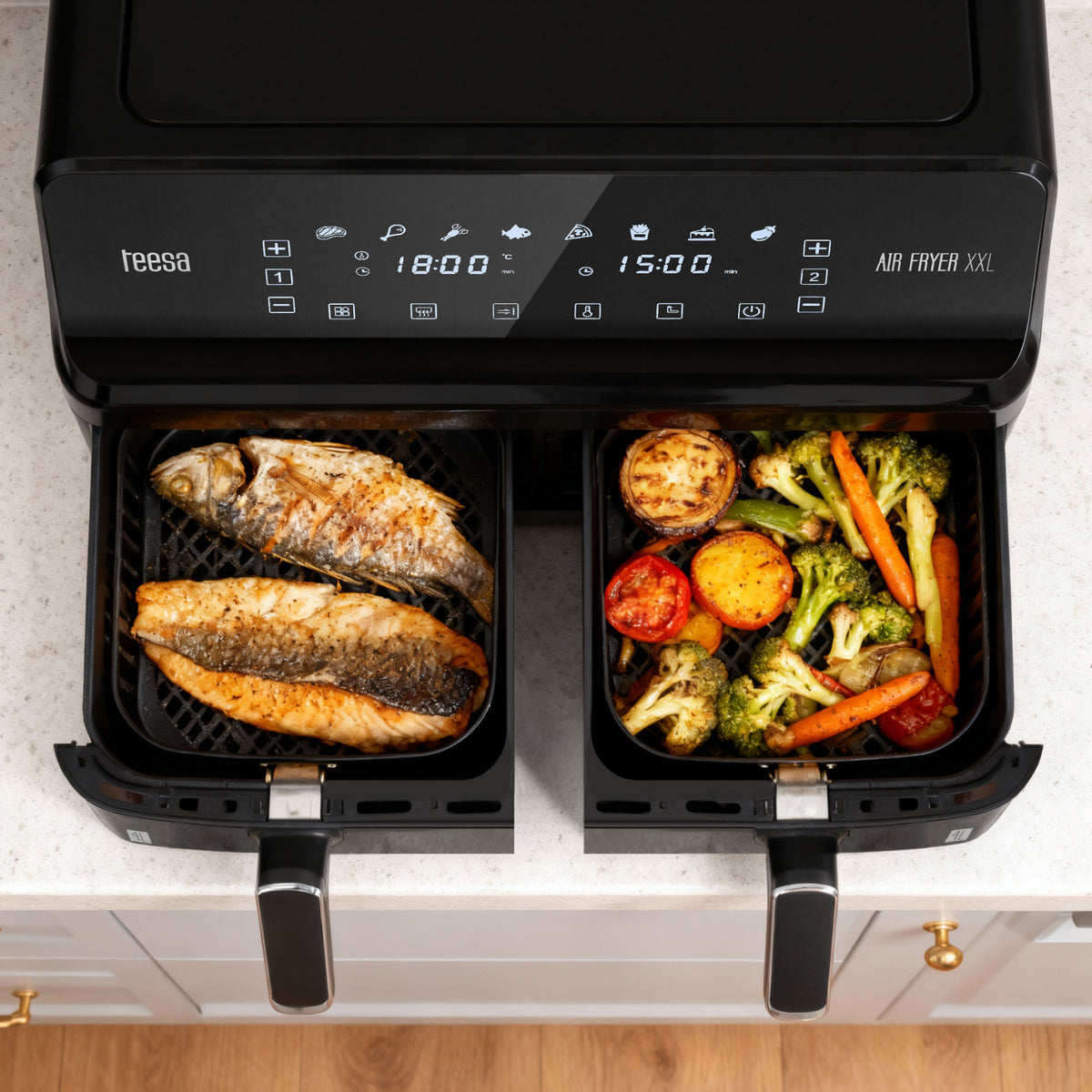 TEESA AIR FRYER DUAL POT XXL 8L 2700W Oil-Free Air Fryer - Carlat
