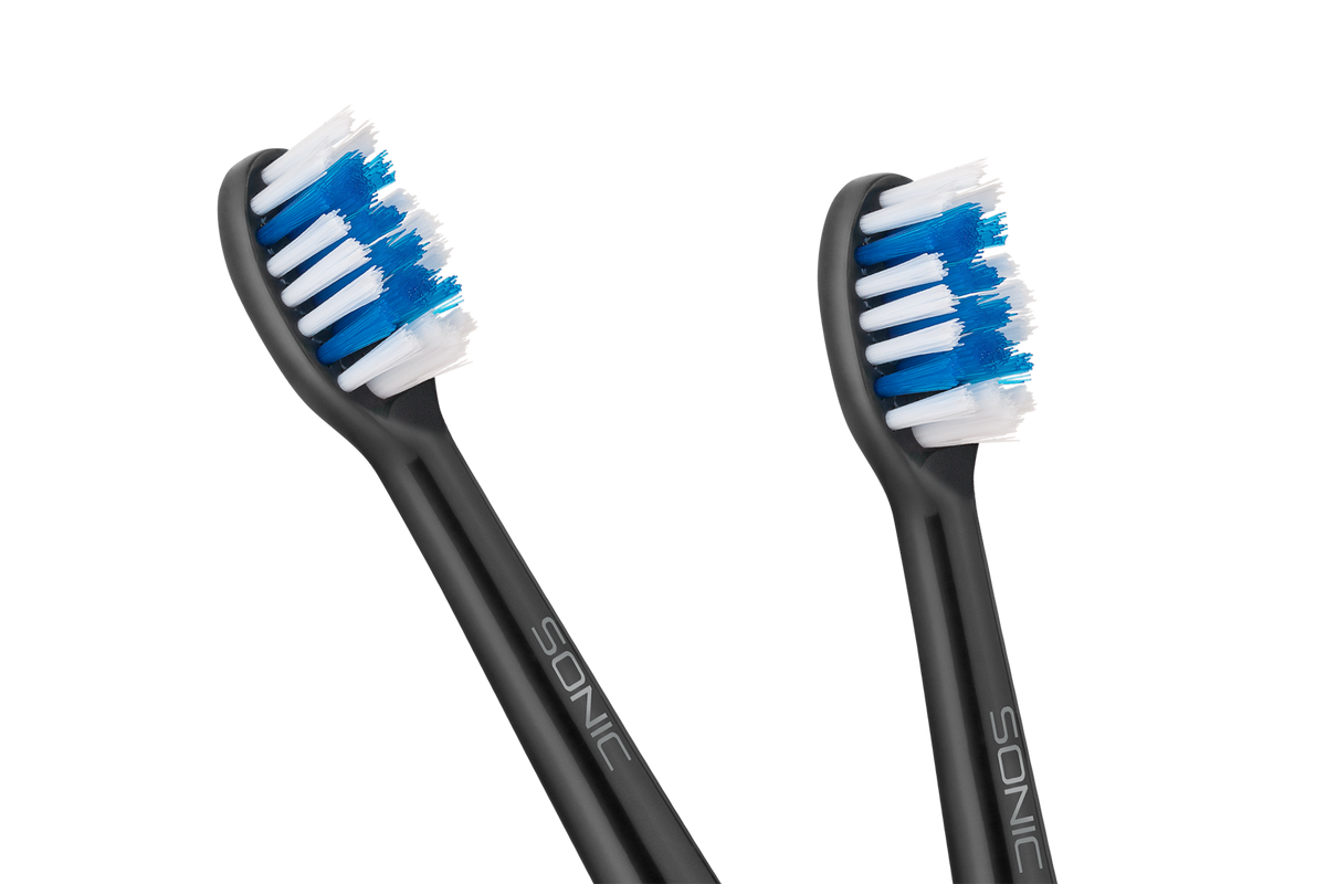 TEESA SONIC BLACK Hard Toothbrush Heads, Set - Carlat