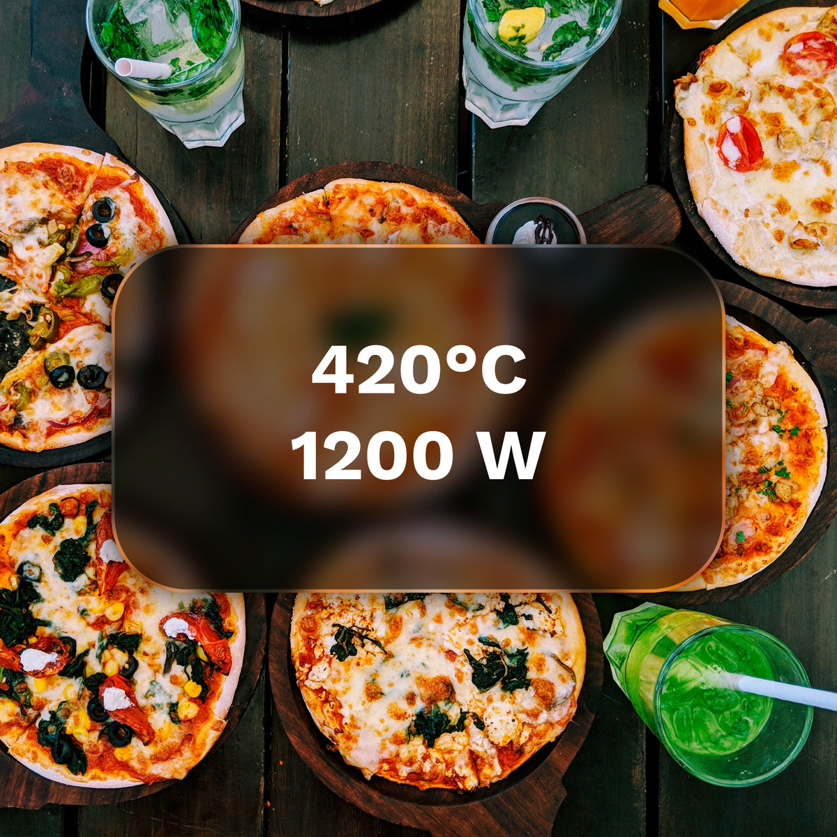 TEESA SUPREME FUN 1200W Pizza Oven, 420 degrees, two heating elements, black - Carlat