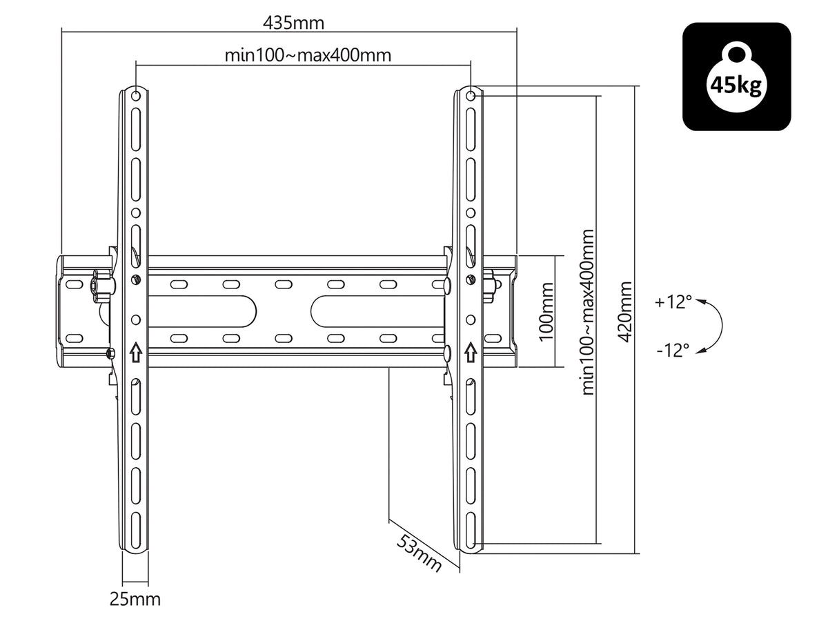 TV and – 76-878# HQ LCD TV Mount, 32"-85", Black, Tiltable - Carlat